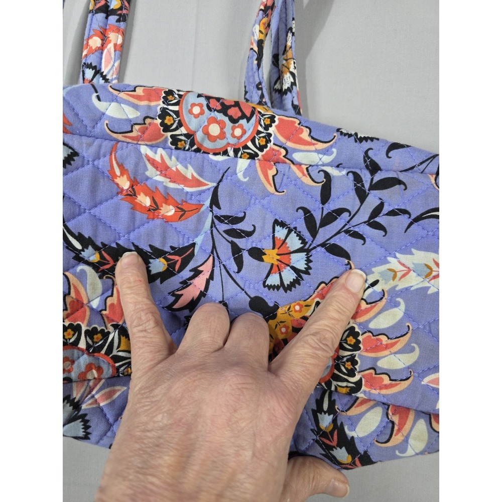 Vera Bradley Mandy Shoulder Bag Mural Garden Quilted Purple Floral Cotton Medium - Picture 3 of 14